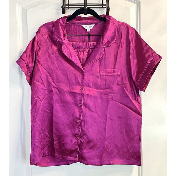NWT JUICY COUTURE Sleepwear Set Logo Fresh Pink Jacquard Women’s XL Pajamas - Picture 1 of 12